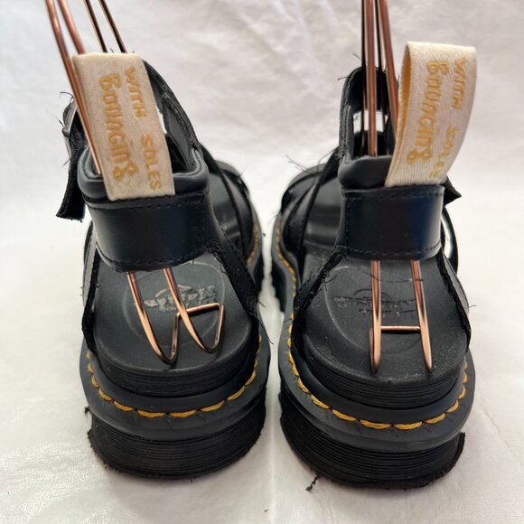 Dr Martens Vegan Blaire sandals US womens 8 black faux leather buckle chunky doc - Picture 4 of 11